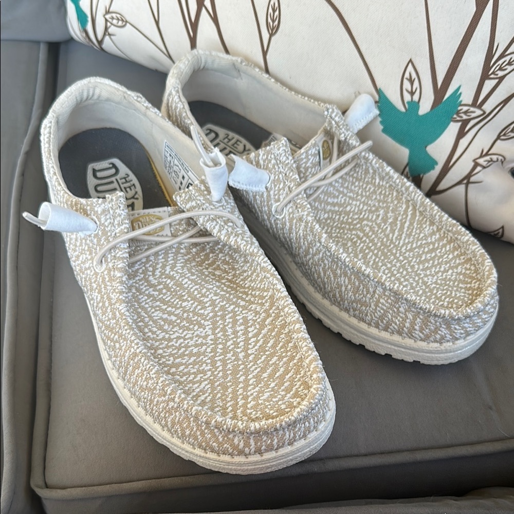 Hey Dude White and Cream Casual Shoes